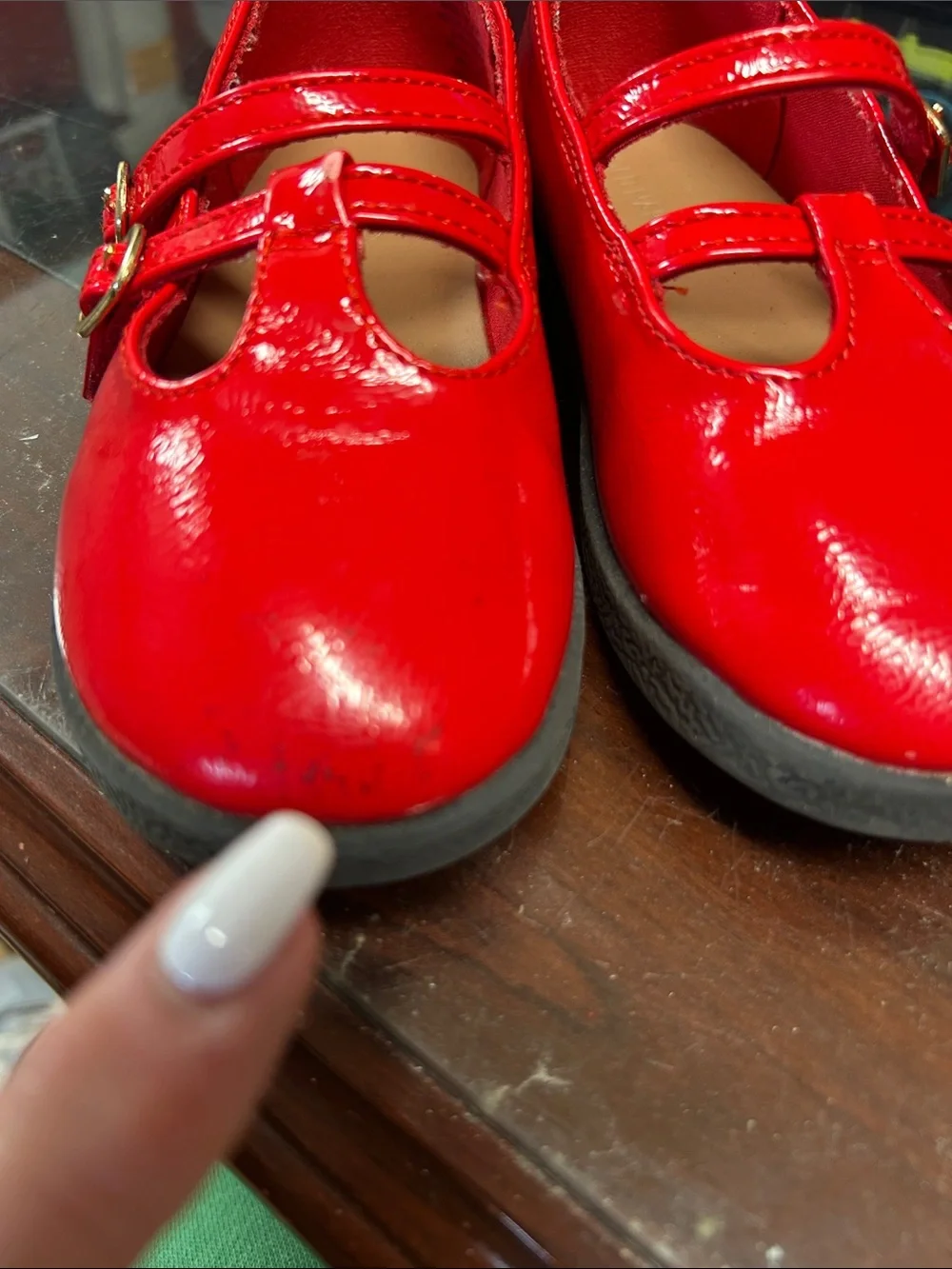 Old Navy Red Patent Double-Strap Mary Jane Flats size 10.5
